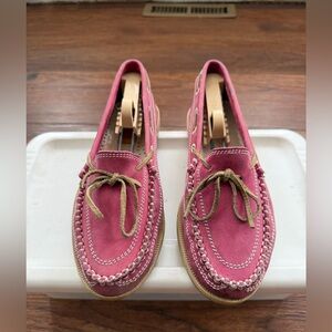 Vintage Right Step Pink Suede Moccasin Boat Shoes Women’s Size 7